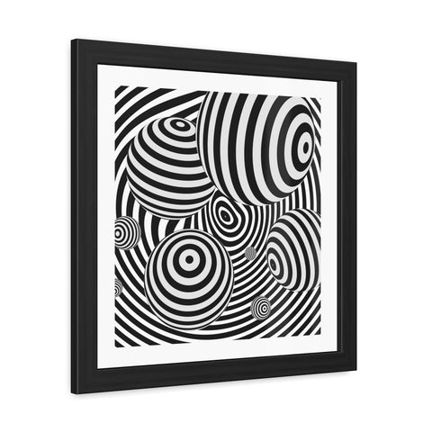 Stark 4 - Modern Abstract Framed Poster - Striking Black and White Spiral Design