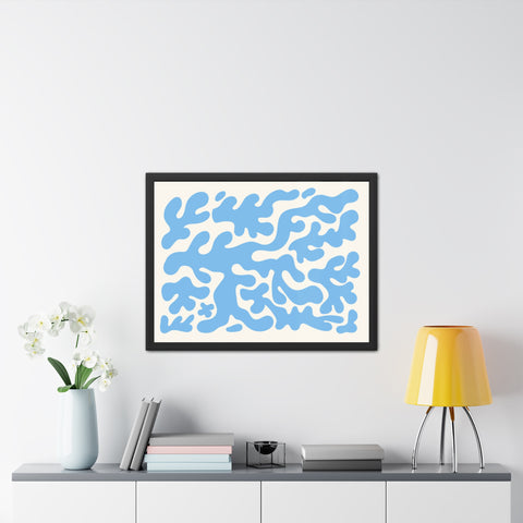 Mer 1 - Abstract Blue Coral Framed Poster - Modern Wall Art for Home Decor