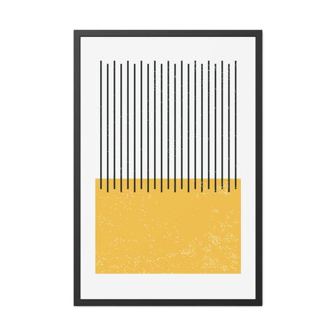 Ink Stamp 4 - Modern Minimalist Framed Poster - Abstract Yellow and Black Design