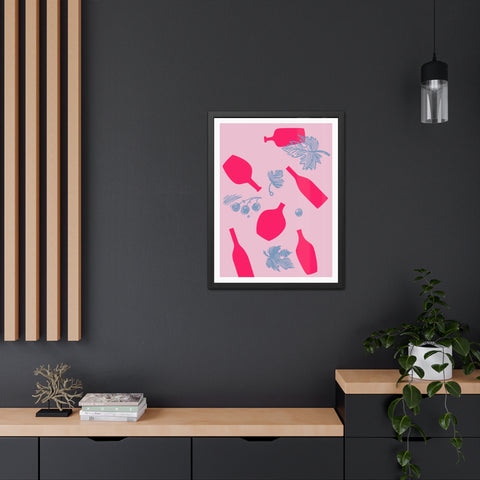 Sonoma 2 - Stylish Framed Art Print: Vibrant Bottles & Leaves Design for Home Decor