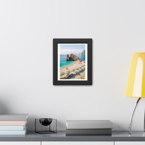 Coastal Beach Umbrellas - Framed Poster Art - Bright Summer Vibes