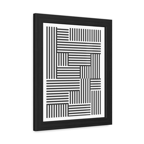 Gridline 4 - Modern Black and White Framed Poster - Minimalist Geometric Wall Art for Home Decor