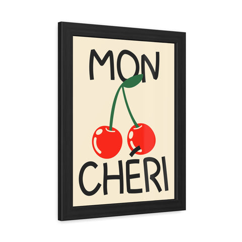 Mon Cheri Cherry Framed Poster - Fun Wall Art for Home Decor