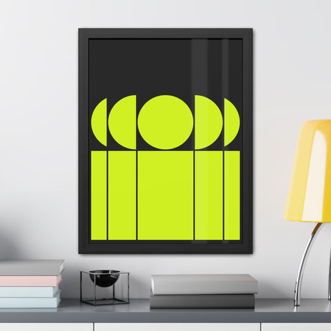 Modernica 1 - Modern Geometric Framed Poster - Bright Yellow and Black Wall Art for Contemporary Decor