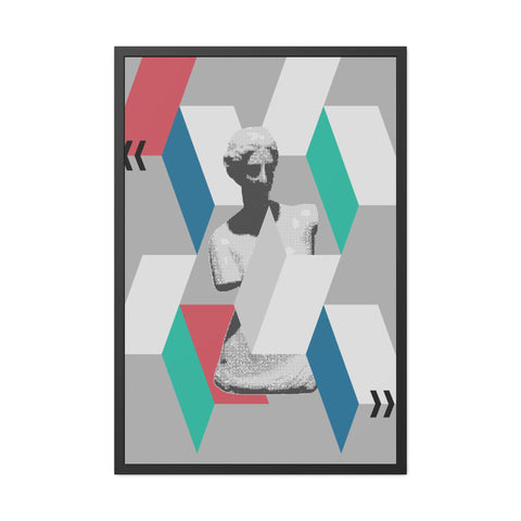 Abstractica 4 - Modern Framed Poster Art - Abstract Geometric Statue Design