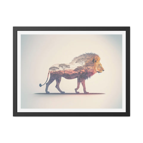 Lionscape - Majestic Lion Framed Poster - Wildlife Art for Home Decor