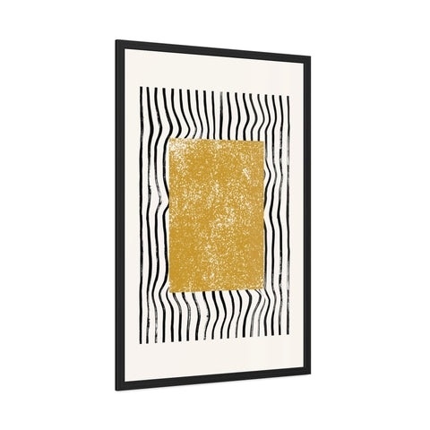 Ink Block 1 - Modern Abstract Framed Poster - Yellow and Black Art for Home Decor