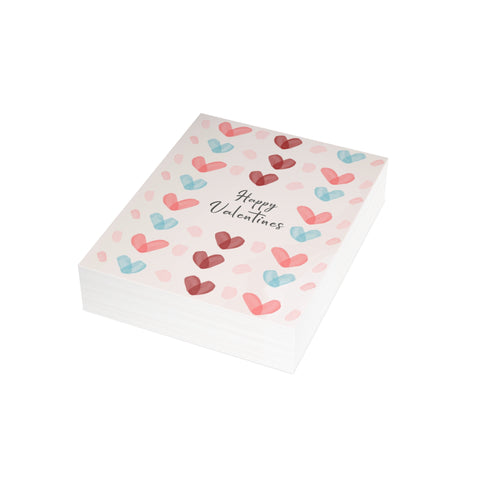 "Happy Valentines" Watercolor Hearts – Love / Valentine Greeting Card - Illustrated, Funny, Snarky, Modern