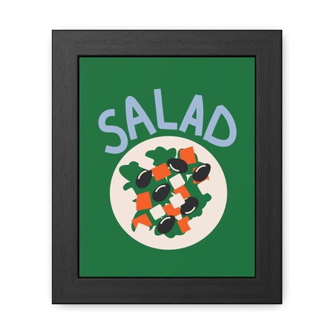 Whimsical Salad Framed Poster - Fun Kitchen Decor for Food Lovers