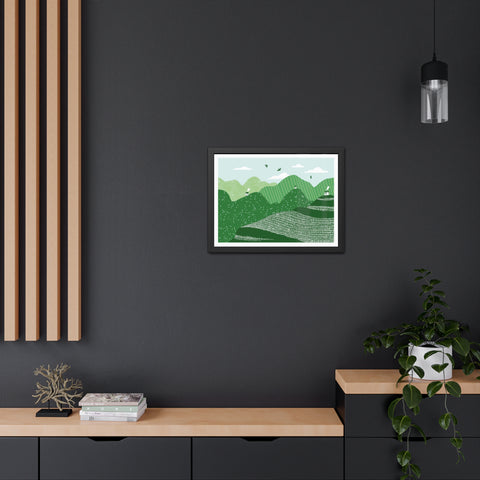 Greenscape - Serene Green Landscape Framed Poster - Nature Wall Art for Home Decor