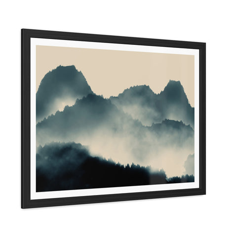 Foggy Morning 1 - Serene Mountain Framed Poster – Perfect Wall Art for Nature Lovers