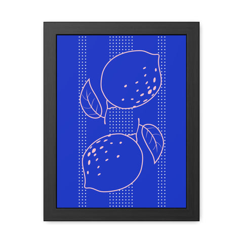 When life gives you lemons 1 - Citrus Lemon Framed Poster - Bright Blue Wall Art for Kitchen Decor