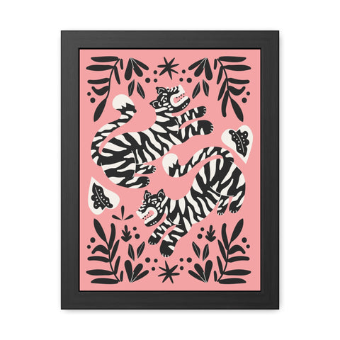 Mirror 4 - Playful Tiger Framed Poster Art for Animal Lovers - Vibrant Wall Decor