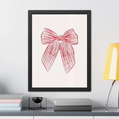 With a bow 1 - Elegant Red Ribbon Framed Poster | Holiday Decor & Gift