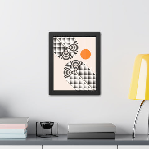 Brenda 1 - Modern Abstract Framed Poster with Geometric Design and Orange Accent