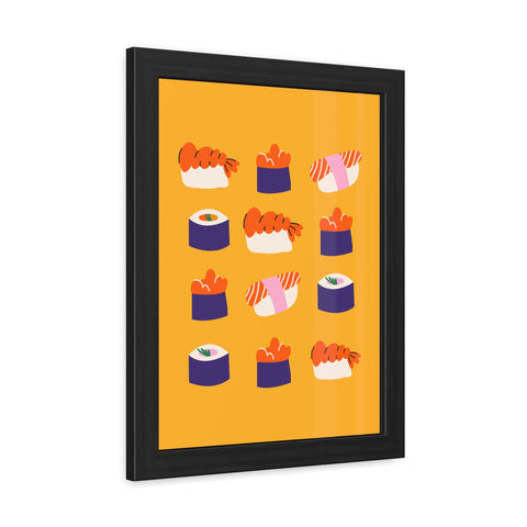 Whimsical Sushi Framed Poster - Colorful Japanese Cuisine Art