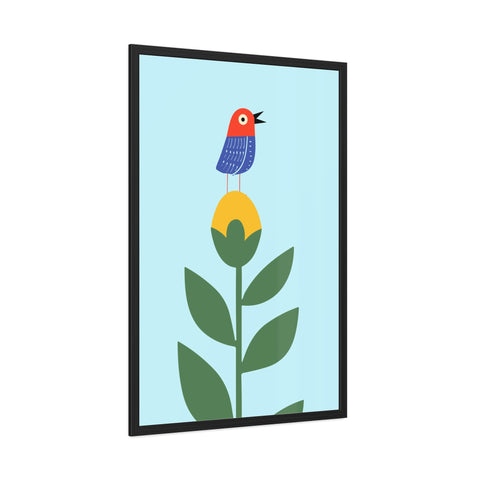 Childrana 2 - Colorful Bird & Flower Framed Poster – Cheerful Wall Art for Nature Lovers