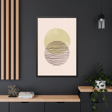 Blend 1 - Modern Minimalist Framed Poster – Abstract Green and Beige Art