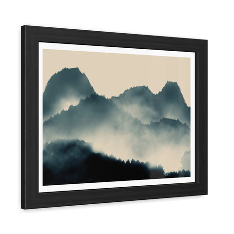 Foggy Morning 1 - Serene Mountain Framed Poster – Perfect Wall Art for Nature Lovers