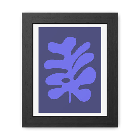 Stratica 7 - Modern Botanical Framed Poster - Abstract Blue Leaf Design for Home Decor