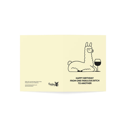 "Happy Birthday From One Fabulous Bitch to Another" Birthday Card – Birthday Greeting Card - Illustrated, Funny, Snarky, Modern