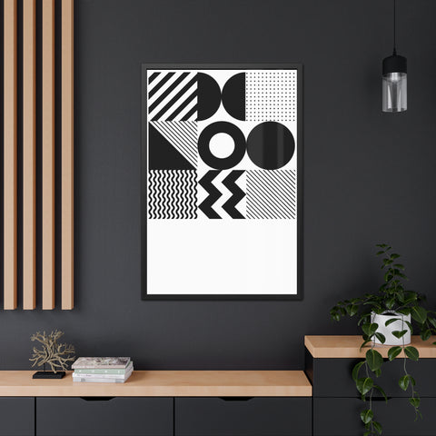 Modernica 5 - Modern Geometric Wall Art Frame - Black and White Patterns for Home Decor