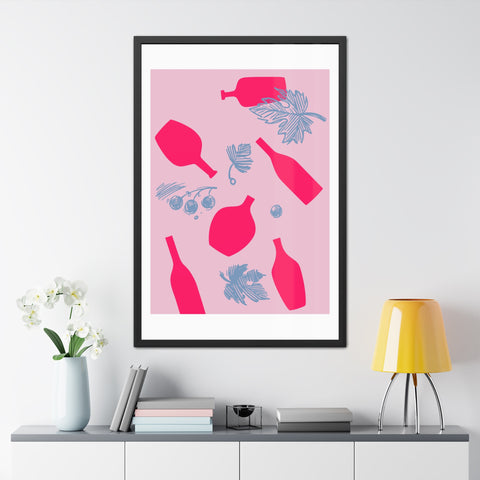 Sonoma 2 - Stylish Framed Art Print: Vibrant Bottles & Leaves Design for Home Decor
