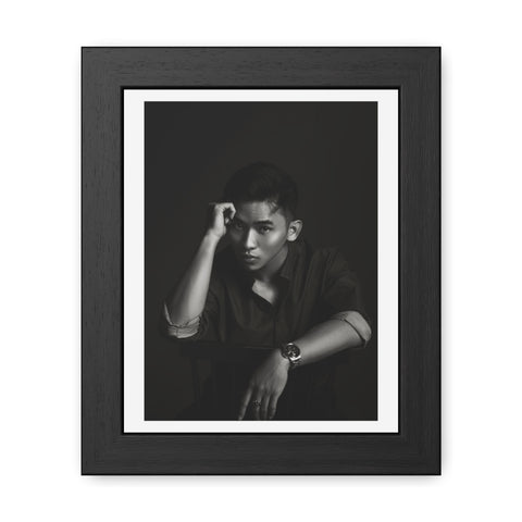 Male Portrait 1 - Elegant Framed Poster - Black and White Portrait for Modern Décor