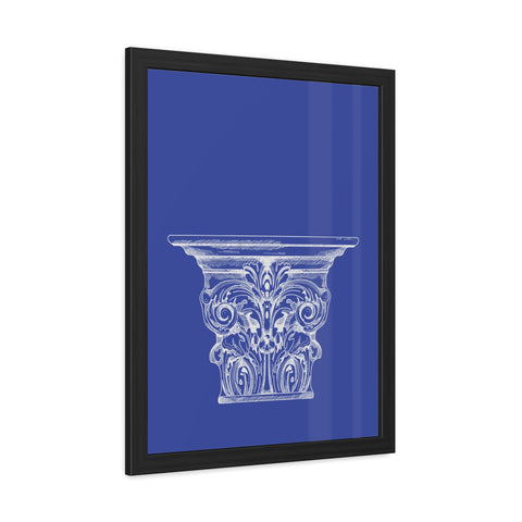 Greeked Out 1 - Elegant Architectural Framed Poster - Classic Column Design on Bold Blue Background