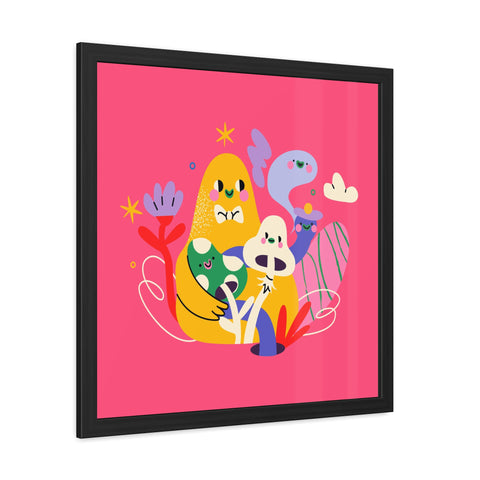Fun Land 1 - Whimsical Framed Poster - Colorful Character Art for Cheerful Spaces