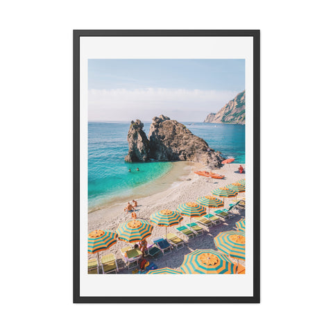 Coastal Beach Umbrellas - Framed Poster Art - Bright Summer Vibes