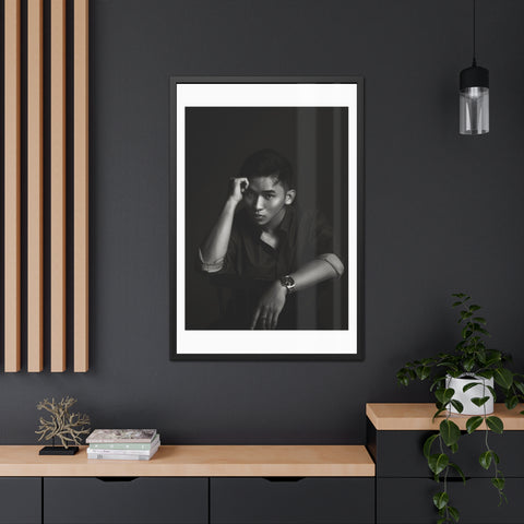 Male Portrait 1 - Elegant Framed Poster - Black and White Portrait for Modern Décor