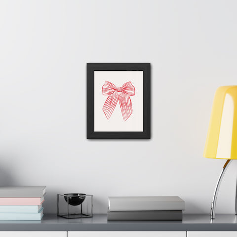 With a bow 1 - Elegant Red Ribbon Framed Poster | Holiday Decor & Gift