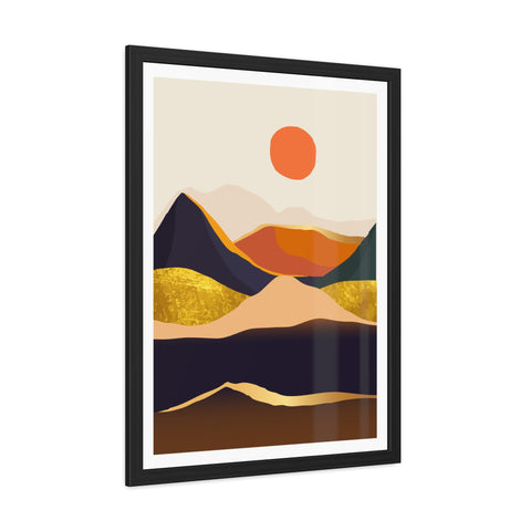 South 1 - Modern Framed Landscape Poster - Abstract Mountain Art for Cozy Home Decor
