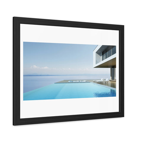 Infinity - Modern Minimalist Framed Poster - Serene Poolside View for Home Decor