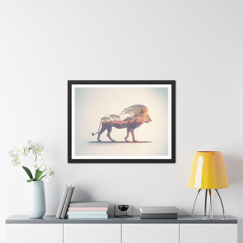 Lionscape - Majestic Lion Framed Poster - Wildlife Art for Home Decor