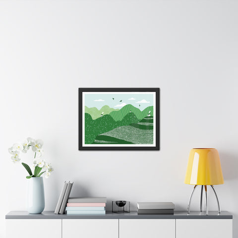 Greenscape - Serene Green Landscape Framed Poster - Nature Wall Art for Home Decor