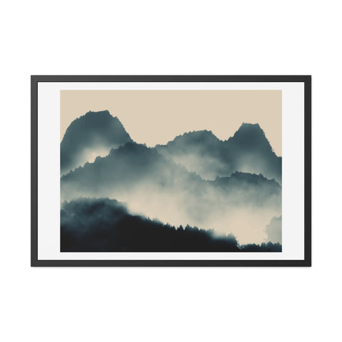Foggy Morning 1 - Serene Mountain Framed Poster – Perfect Wall Art for Nature Lovers