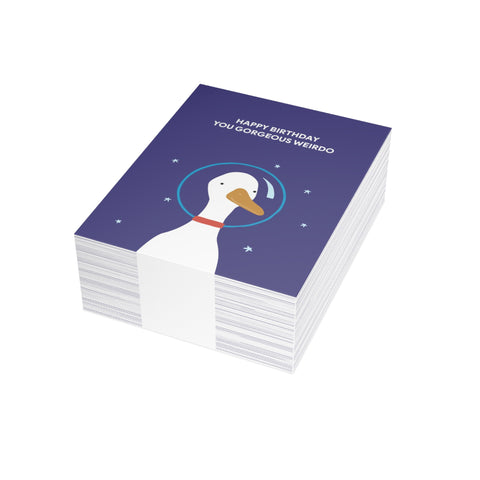 “Happy Birthday You Gorgeous Weirdo” Cute Duck Greeting Card — Birthday Greeting Card - Illustrated, Funny, Snarky, Modern