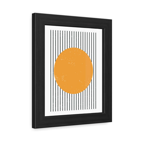 Ink Stamp 1 - Modern Geometric Framed Poster - Minimalist Art with Yellow Circle