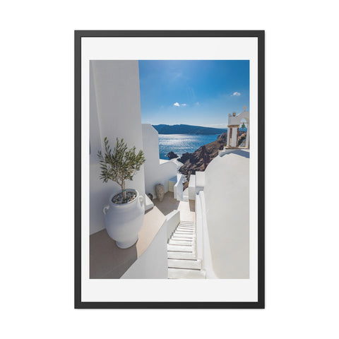 Greek Summer - Serene Coastal Framed Poster - Perfect for Home Decor & Gift Ideas