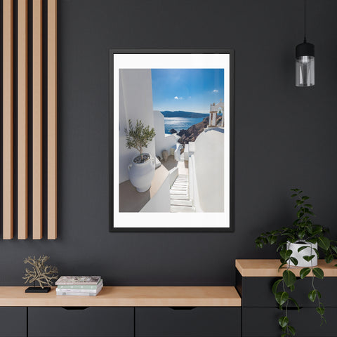 Greek Summer - Serene Coastal Framed Poster - Perfect for Home Decor & Gift Ideas