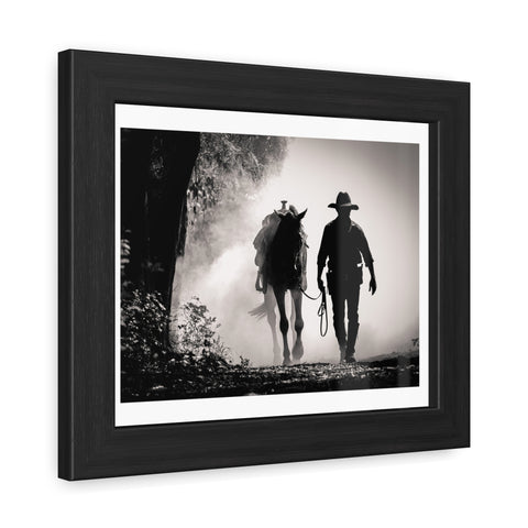 Cowboy & Horse Framed Poster - Rustic Wall Art for Equestrian Lovers