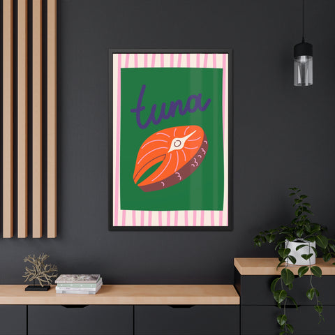 Whimsical Tuna Framed Poster - Fun Kitchen Decor for Seafood Lovers