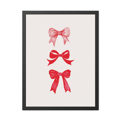 With a bow 3 - Charming Red Bow Framed Poster - Perfect Holiday Decor