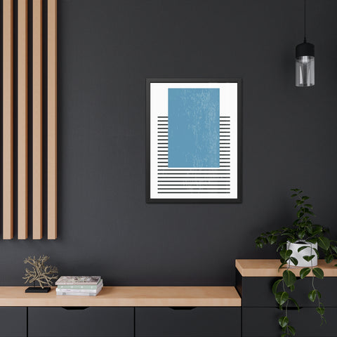 Ink Stamp 2 - Modern Minimalist Framed Poster - Blue Abstract Design for Home Decor