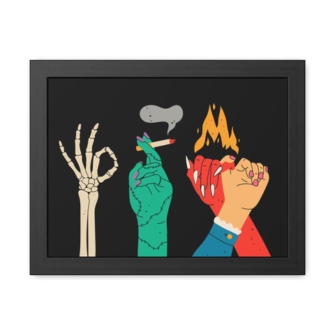 Hands Up - Bold Graphic Framed Posters - Edgy Art for Home Decor