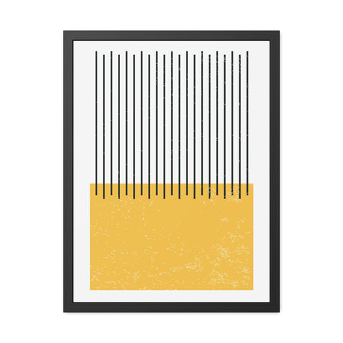 Ink Stamp 4 - Modern Minimalist Framed Poster - Abstract Yellow and Black Design