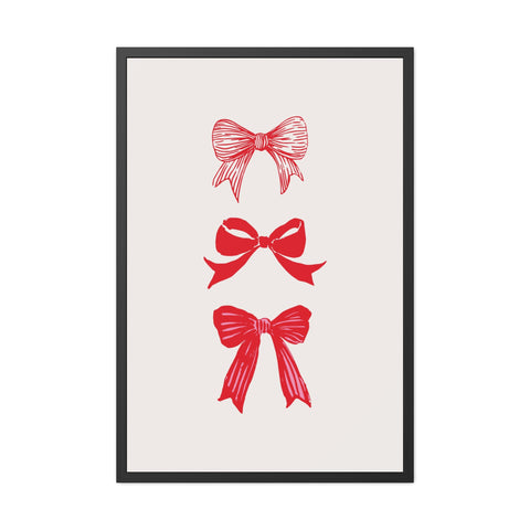 With a bow 3 - Charming Red Bow Framed Poster - Perfect Holiday Decor