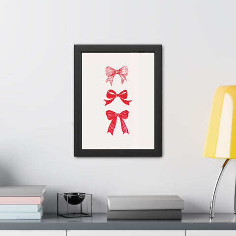 With a bow 3 - Charming Red Bow Framed Poster - Perfect Holiday Decor